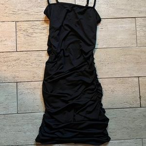 Black Bodycon Ruched Short Dress